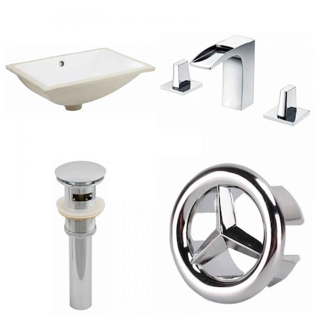 18.25 W CUPC Rectangle Undermount Sink Set In White, Chrome Hardware, Overflow Drain Incl.